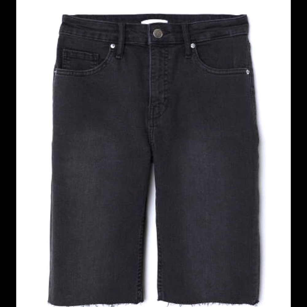 H&M black washed out Knee-length Denim Shorts